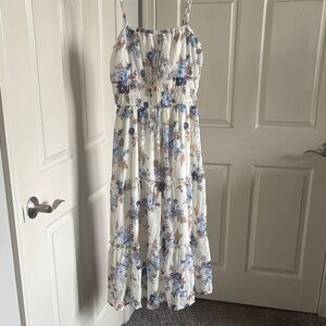 Trixxi White and Blue Floral Midi Dress